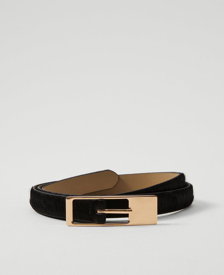 Calf Hair Rectangle Buckle Belt