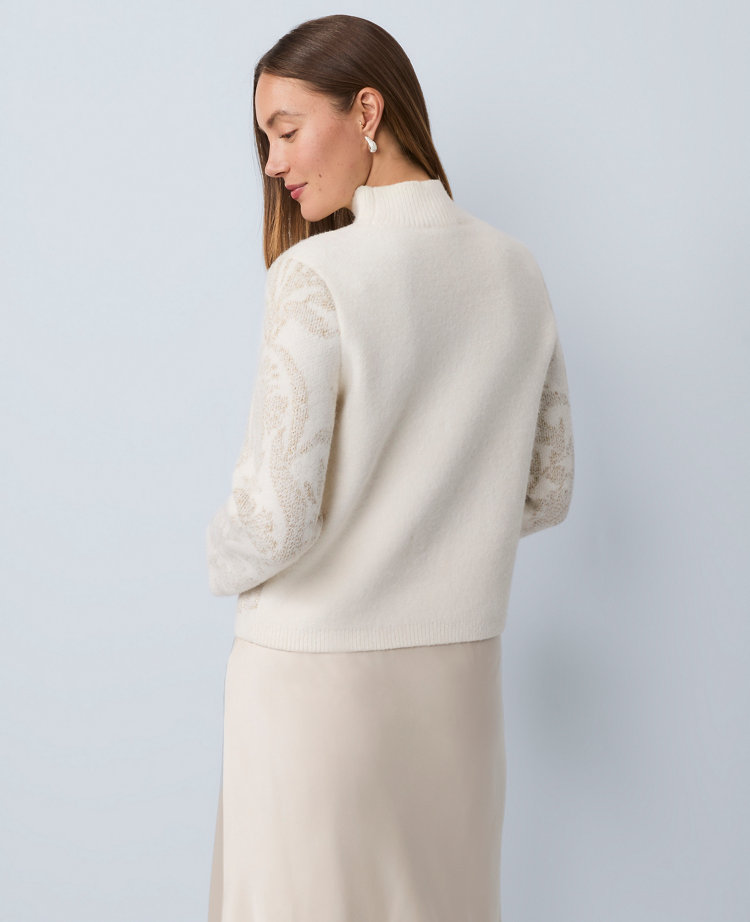 Shimmer Jacquard Mock Neck Sweater