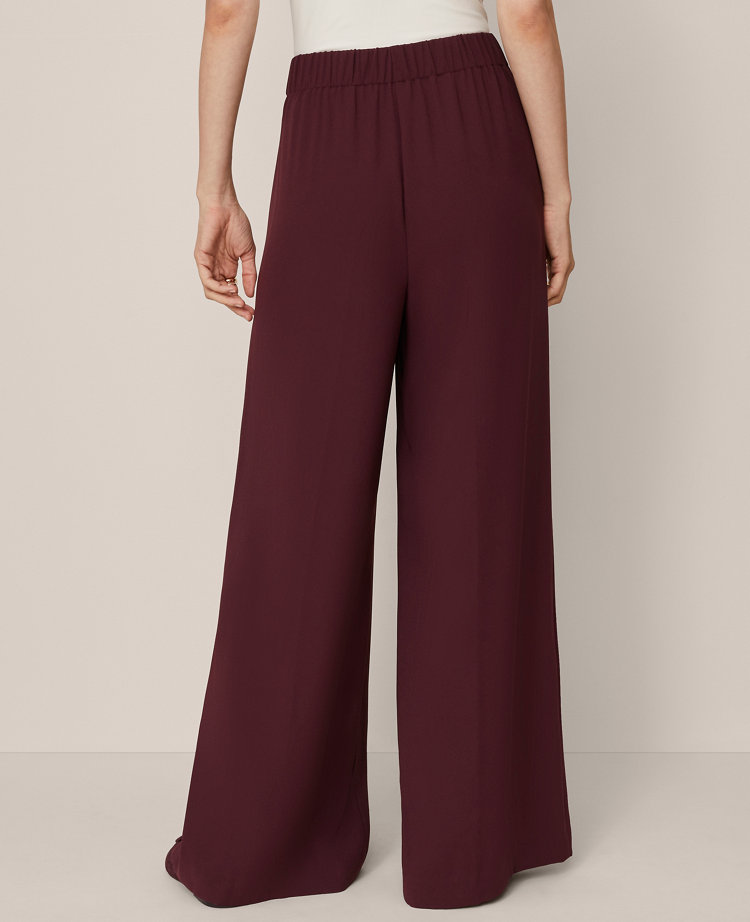 Ann Taylor The Dramatic Wide-Leg Crepe Pant Poised Plum Women's