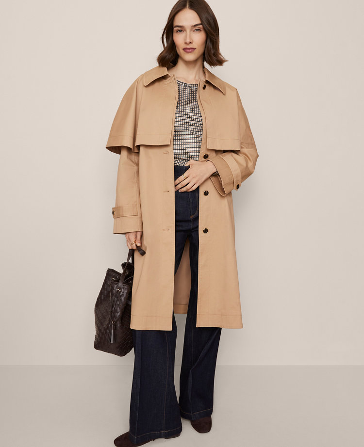 Petite Removable Cape Trench Coat