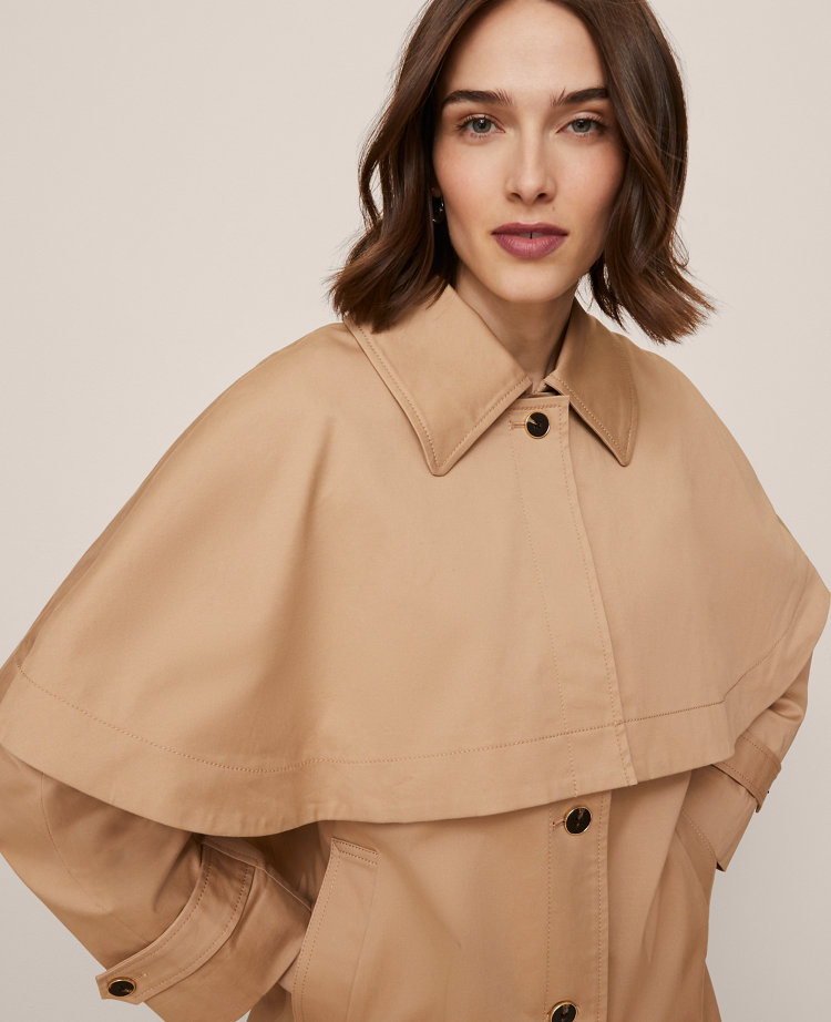 Petite Removable Cape Trench Coat