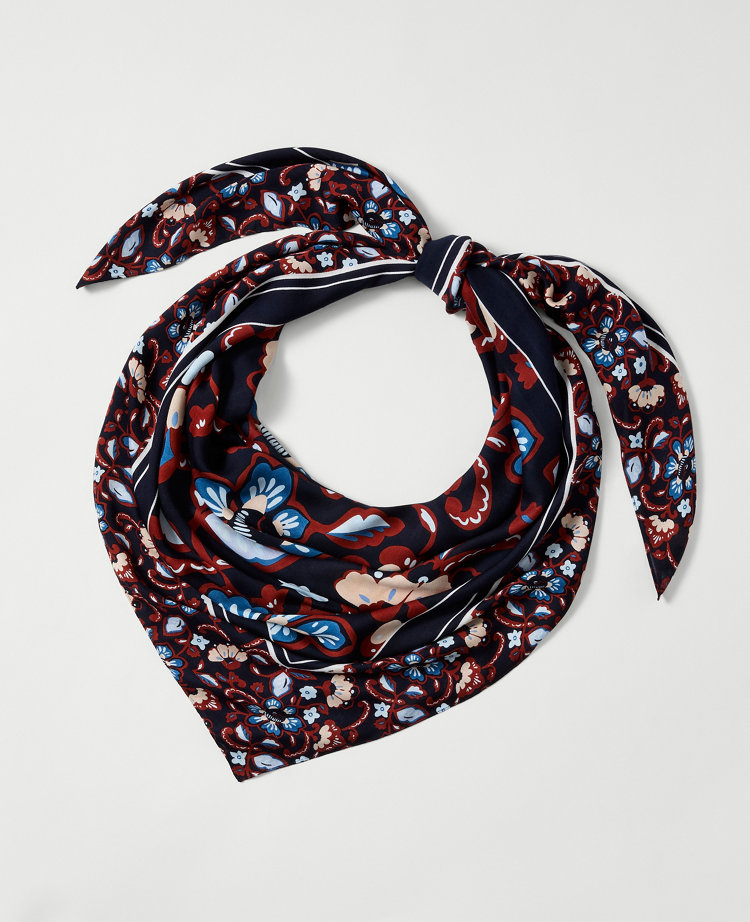 Ann Taylor Floral Square Scarf In Black