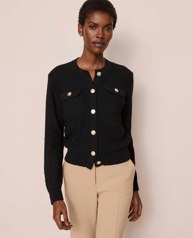 Bouclé Crew Neck Cardigan