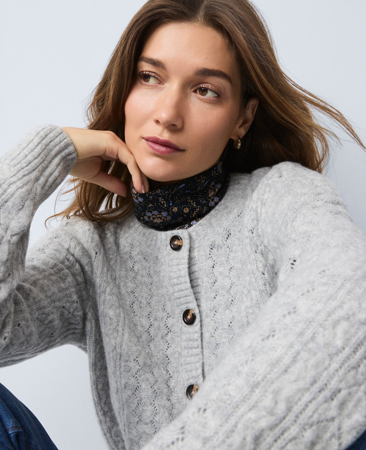 Ann Taylor Weekend Collection Pointelle Cardigan