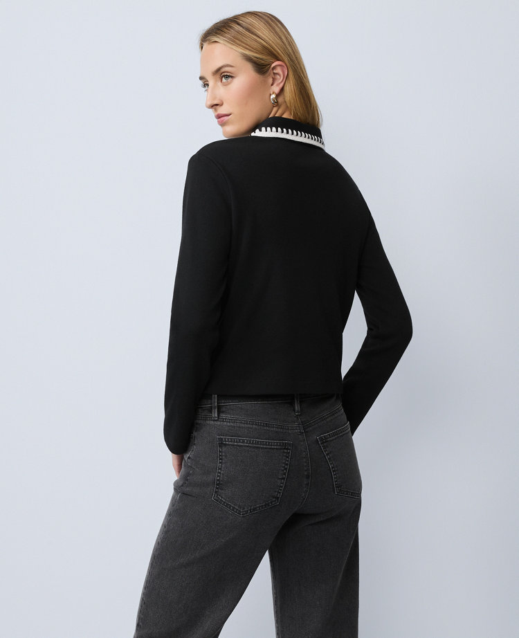 Weekend Collection Crochet Trim Knit Jacket