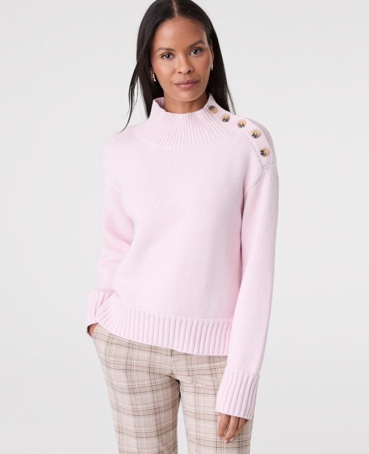 Button Mock Neck Sweater