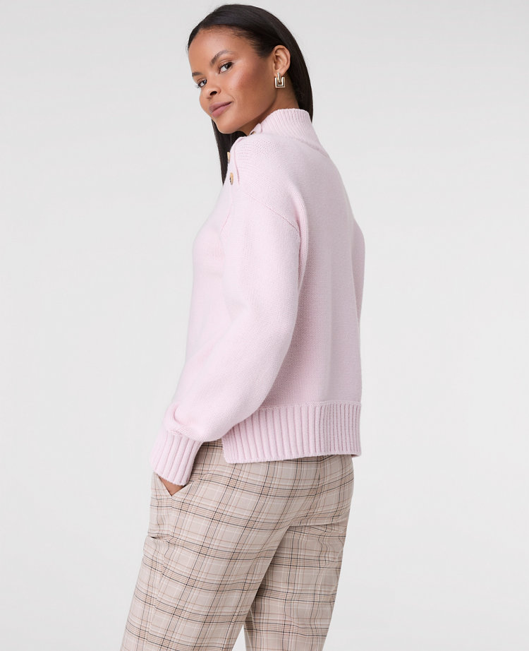 Button Mock Neck Sweater