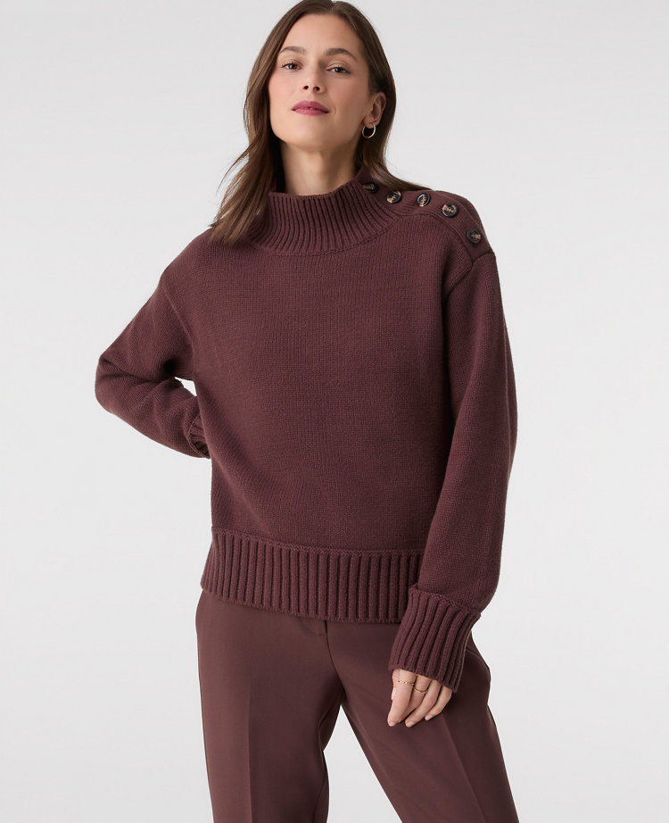 Button Mock Neck Sweater