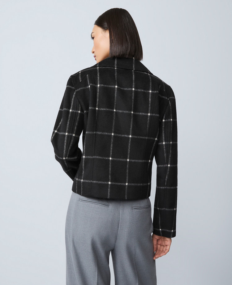 The Fitted Moto Jacket in Windowpane