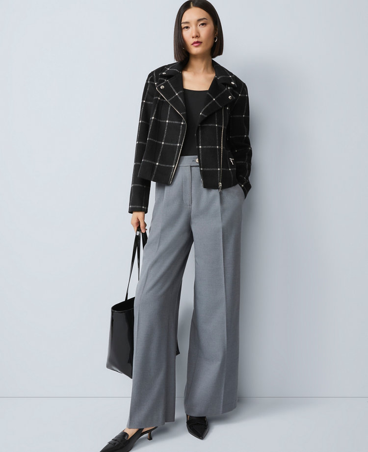 The Fitted Moto Jacket in Windowpane
