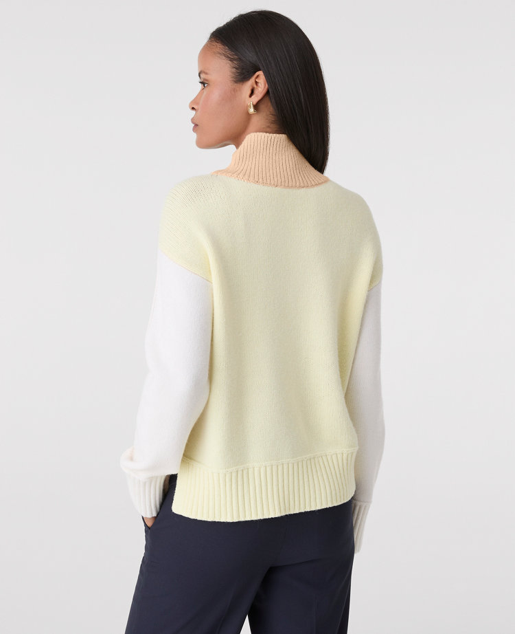 Colorblock Mock Neck Sweater