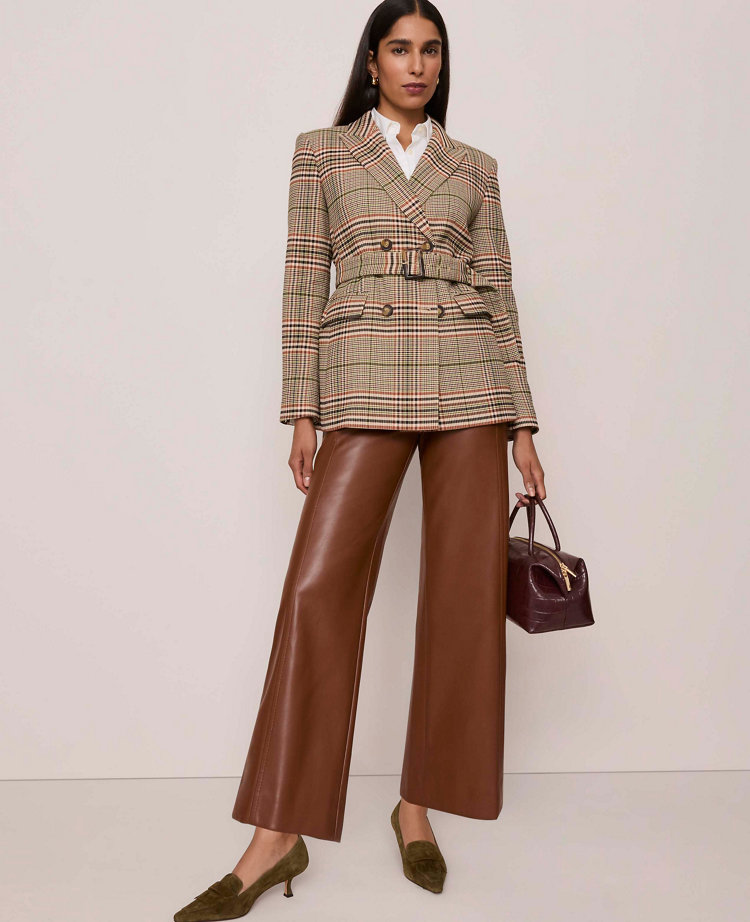 The Fitted Belted Blazer in Plaid