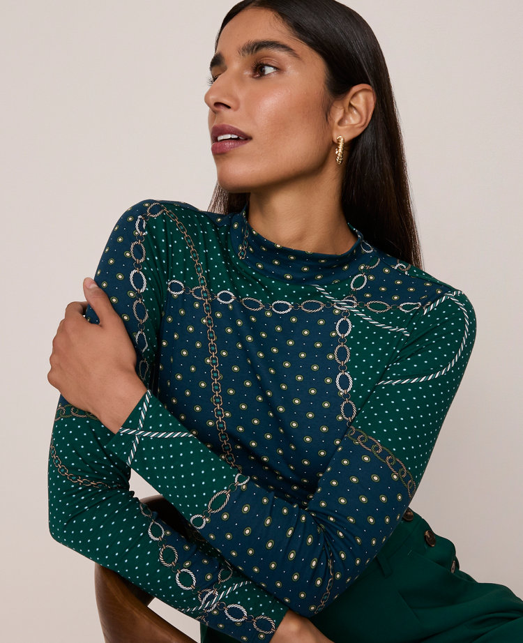 Petite Chain Link Mock Neck Top