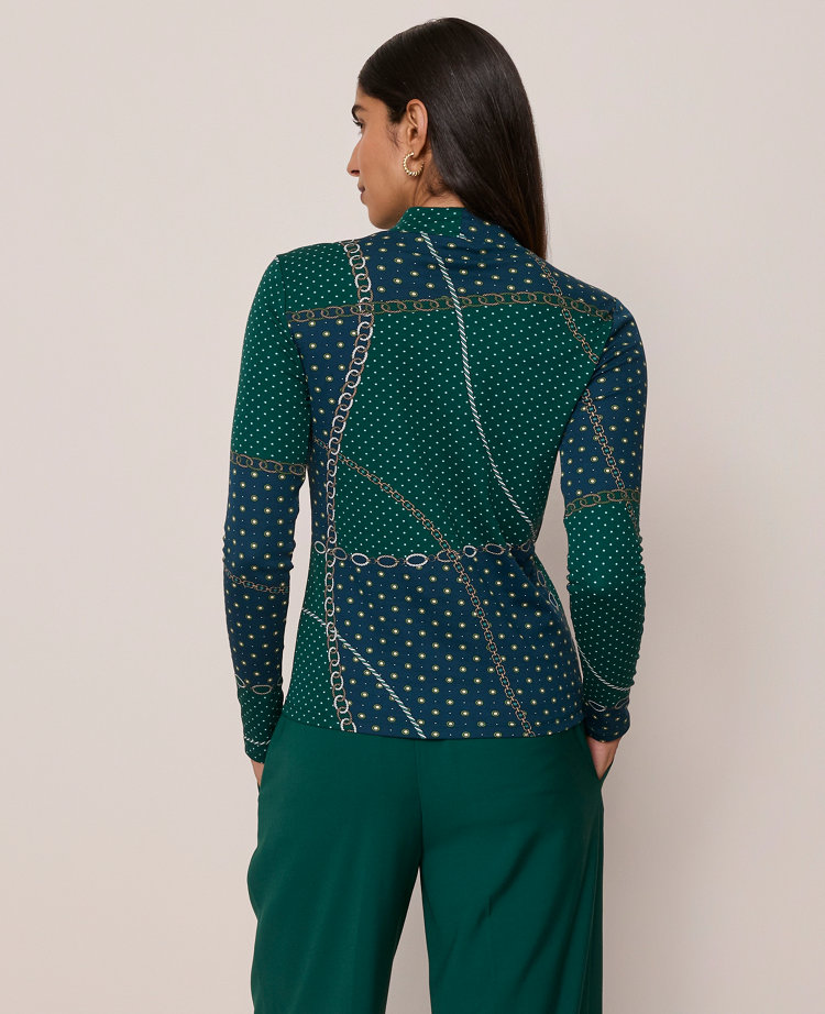 Petite Chain Link Mock Neck Top