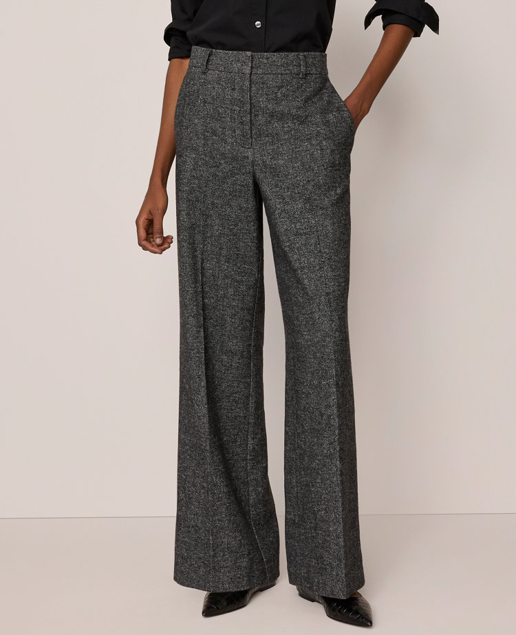 The Petite Wide Leg Pant in Herringbone