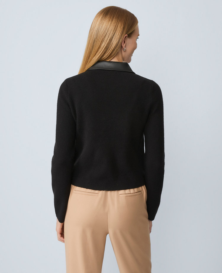 Petite Mixed Media Collared Jacket