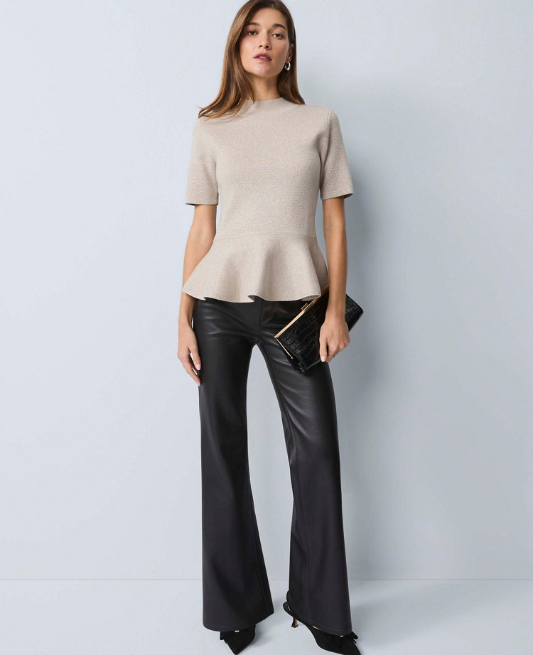 The Petite Faux Leather Flare Pant