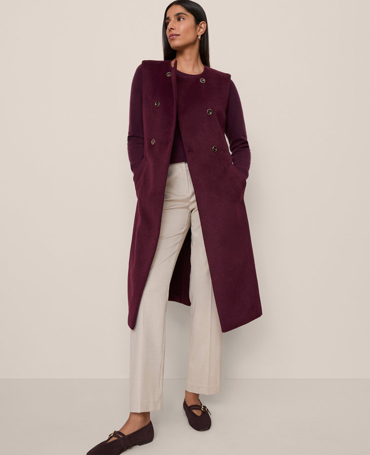 Ann Taylor Petite Belted Trench Vest In Purple