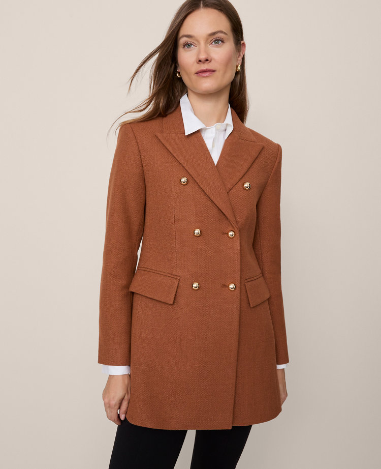 Petite Fitted Long Double Breasted Coat