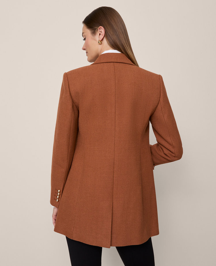 Ann Taylor Petite Fitted Long Double Breasted Coat Spiced Cider Women's