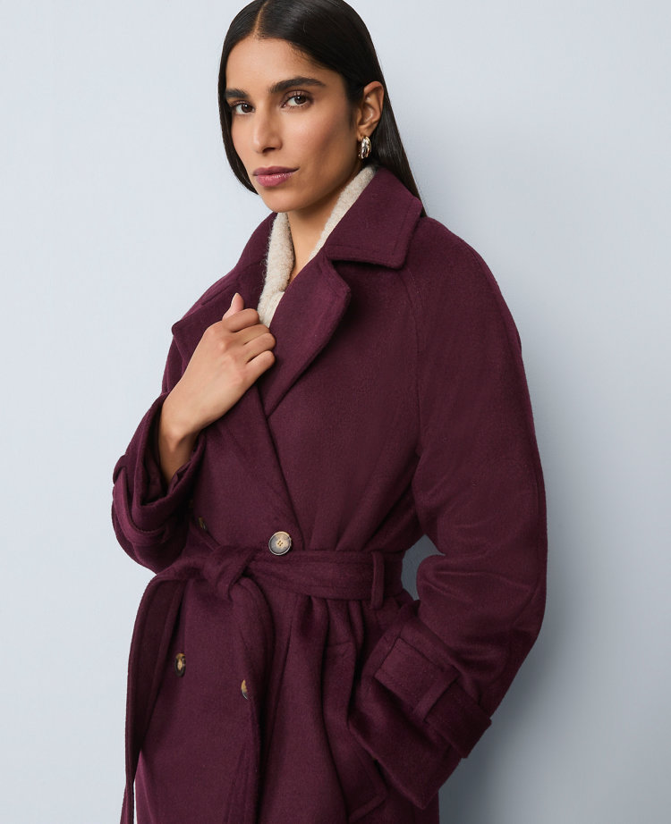 Ann Taylor Petite Belted Trench Coat In Purple