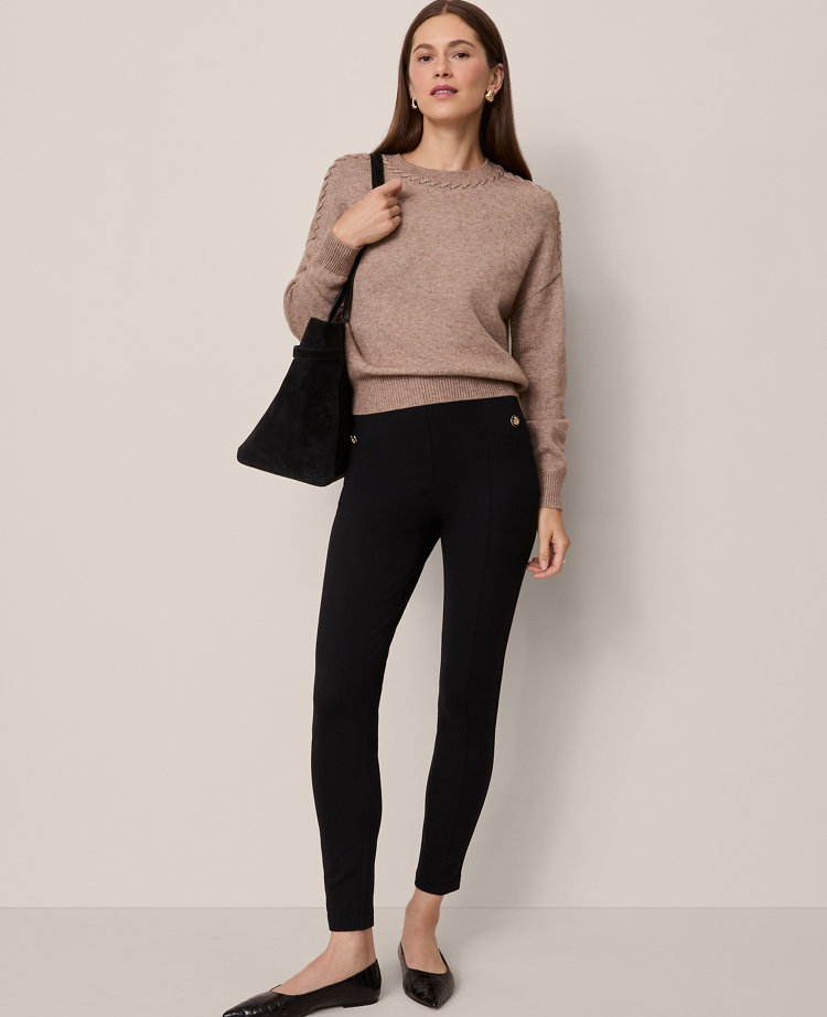 The Seamed Button Legging in Ponte