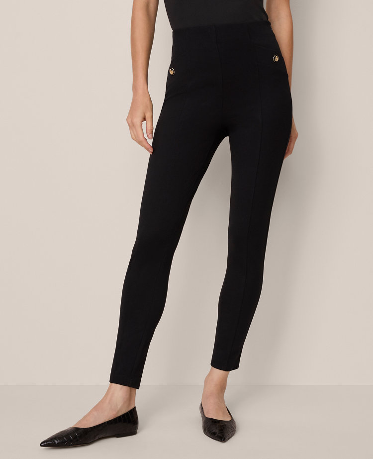 The Seamed Button Legging in Ponte