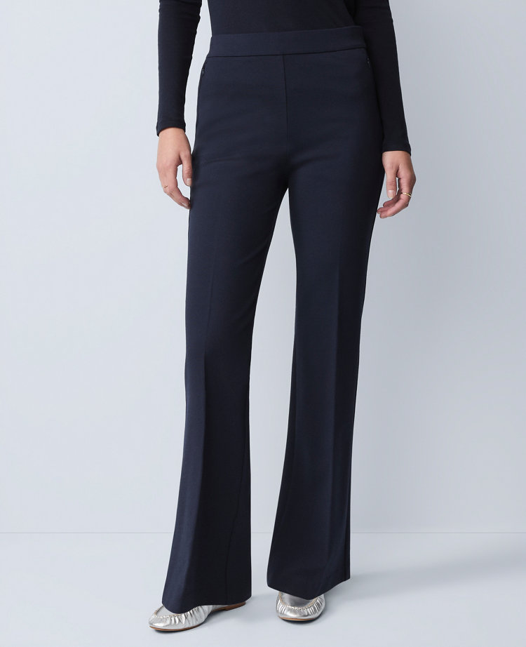 Ann Taylor Petite Weekend Collection Ponte Flare Pant In Black