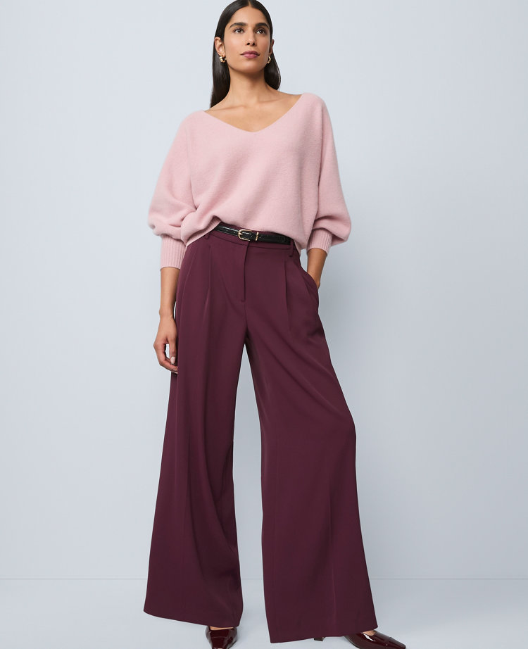 The Pleated Wide-Leg Pant in Bi-Stretch