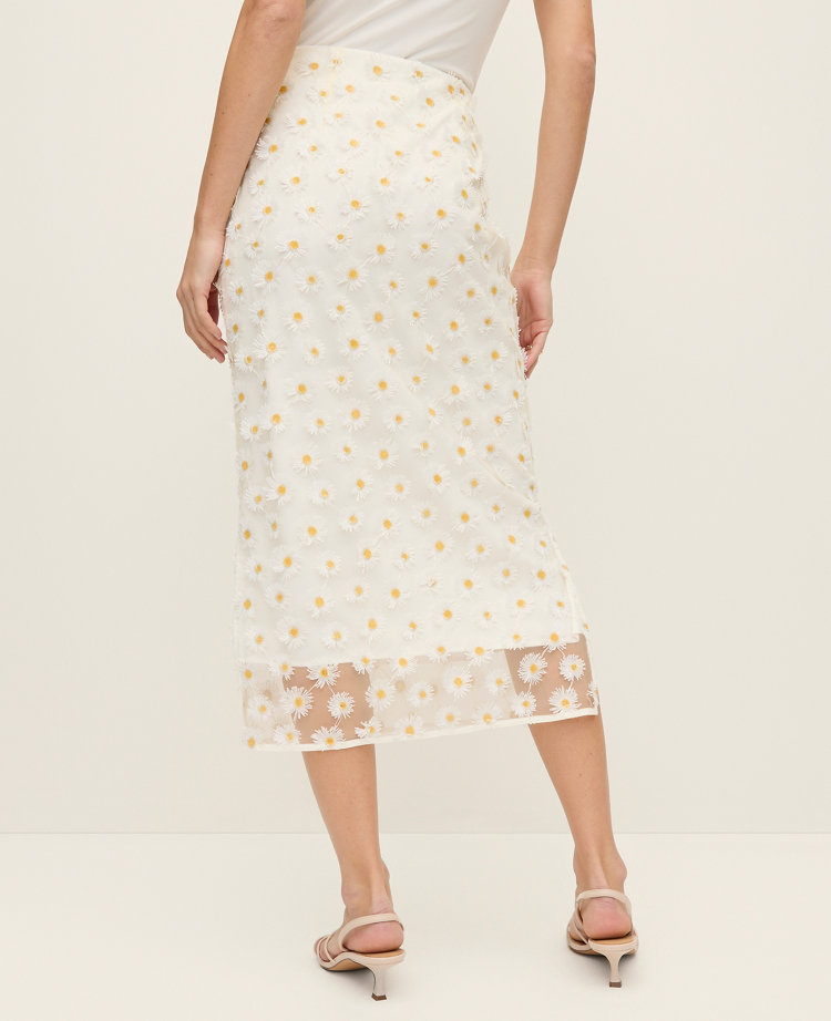 Daisy Appliqué Column Midi Skirt