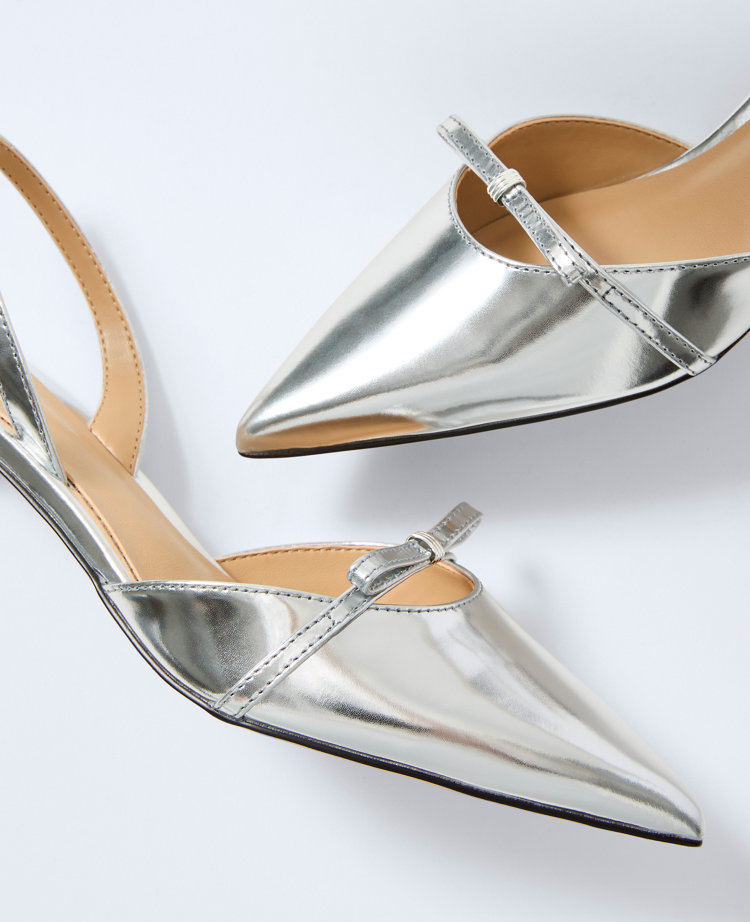 Metallic Leather Slingback Pump