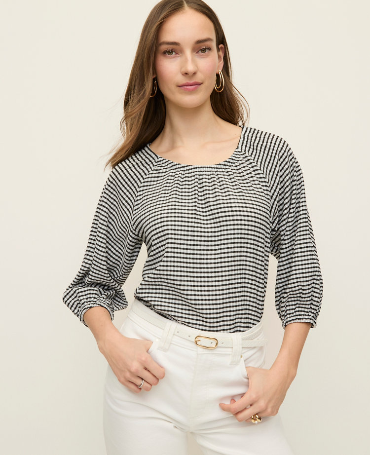 Gingham Raglan Blouse