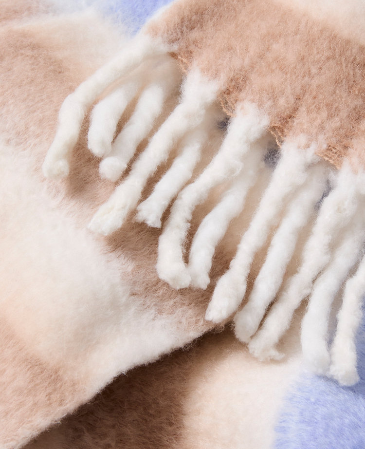 Ann Taylor Striped Blanket Scarf Pearl Shadow Women's