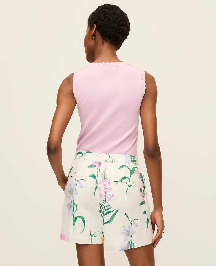 The Floral Pleated Short in Linen Blend