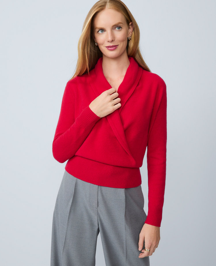 Petite Cashmere Shawl Collar Sweater