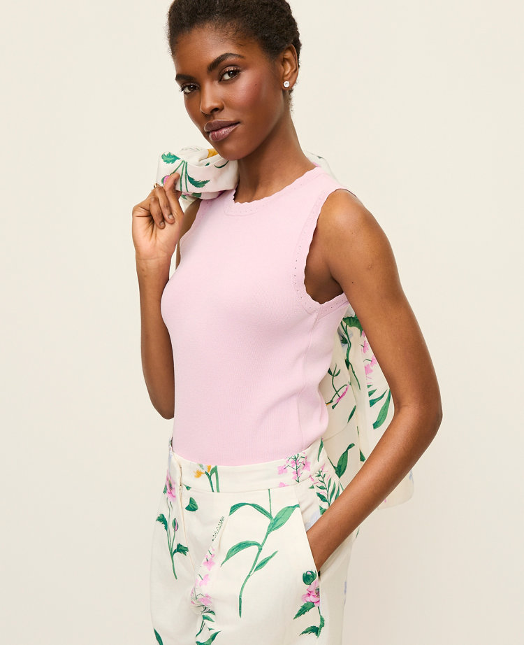 Scallopped Trim Sweater Shell