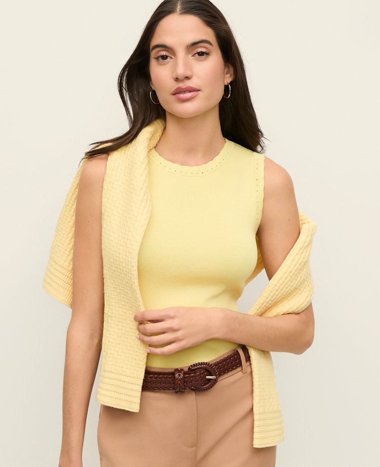 Scallopped Trim Sweater Shell
