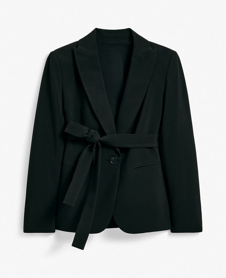 The Belted Blazer in Fluid Crepe