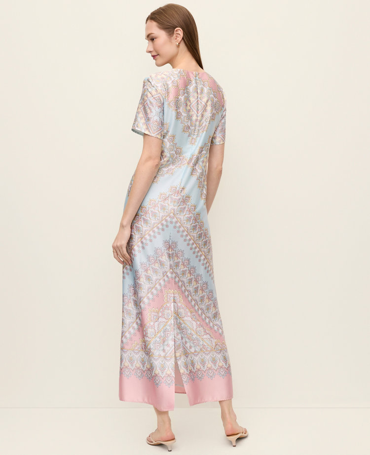 Satin Paisley Maxi Dress