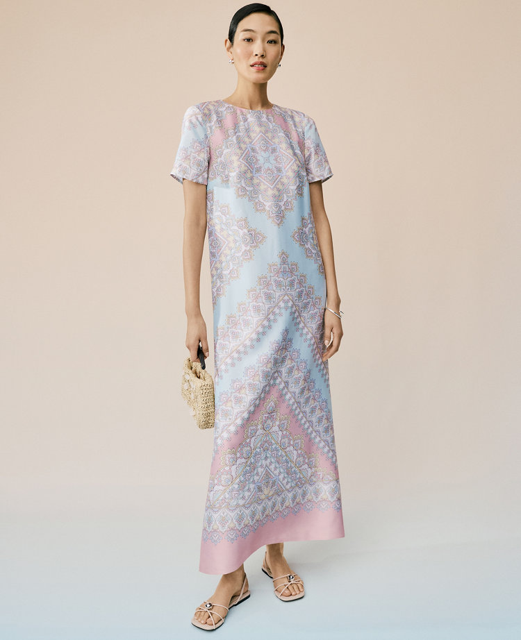 Satin Paisley Maxi Dress