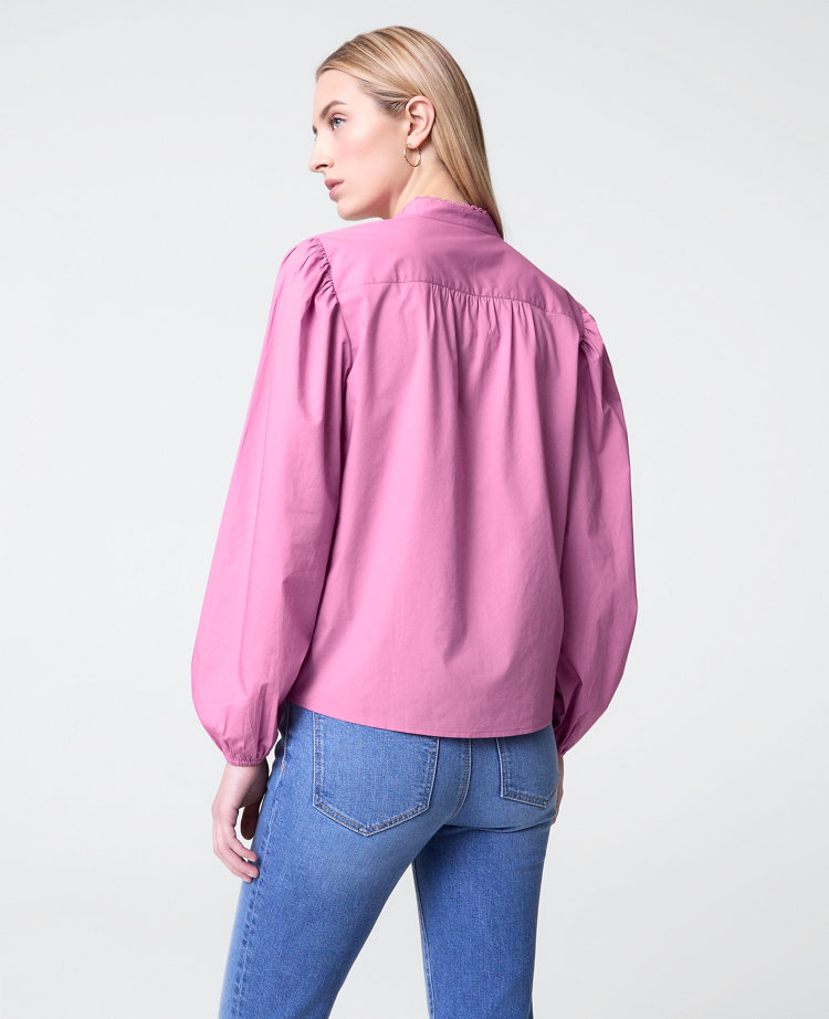 Ann Taylor Weekend Collection Embroidered Collar Blouse Women's