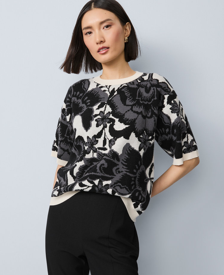 Floral Jacquard Sweater Tee