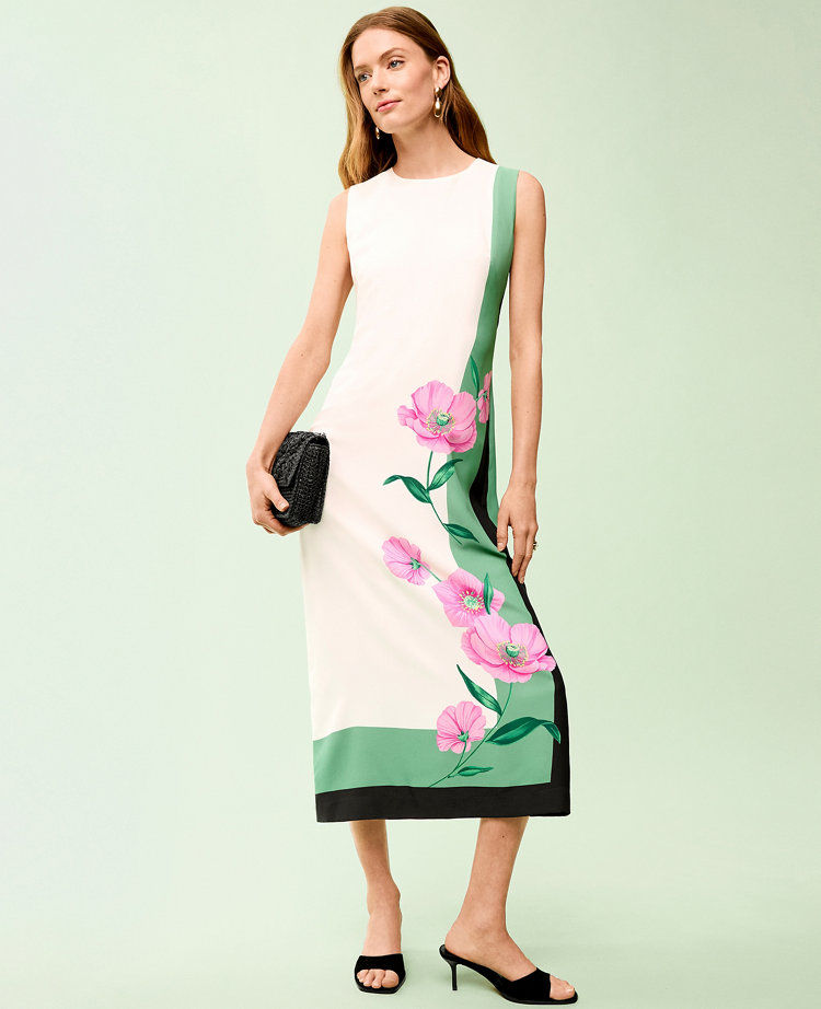 Floral Crew Neck Midi Dress
