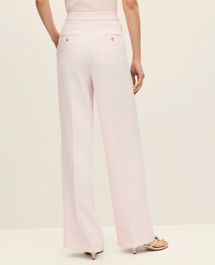 The Side Zip Wide-Leg Pant in Textured Crepe