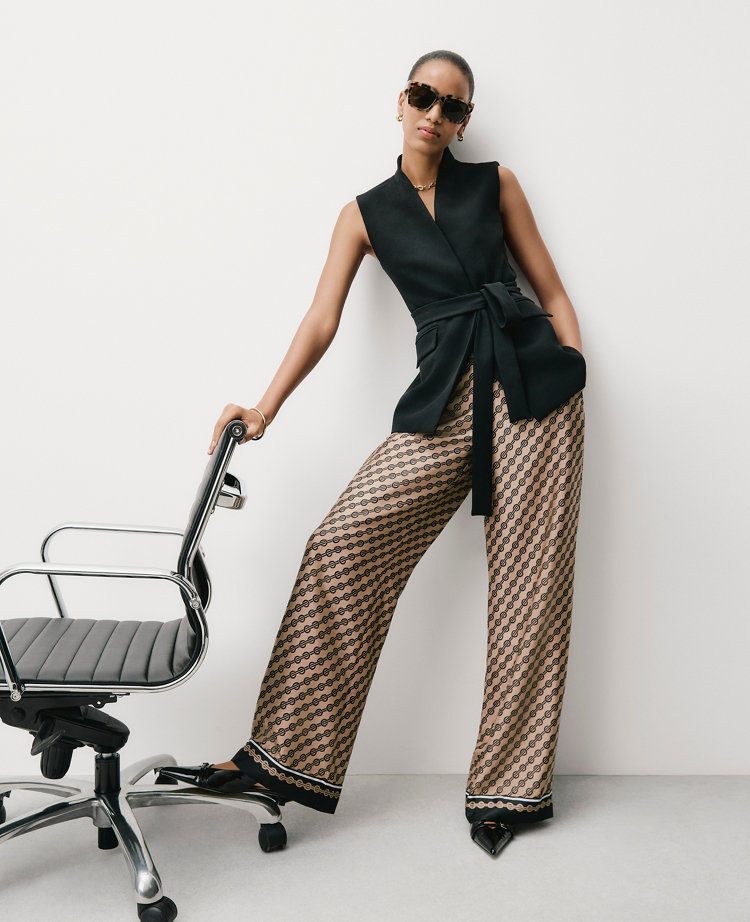 The Easy Wide-Leg Pant in Geo Satin