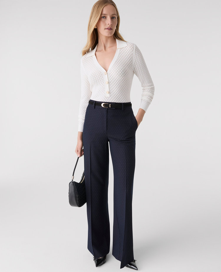 The Dotted Wide-Leg Flare Trouser
