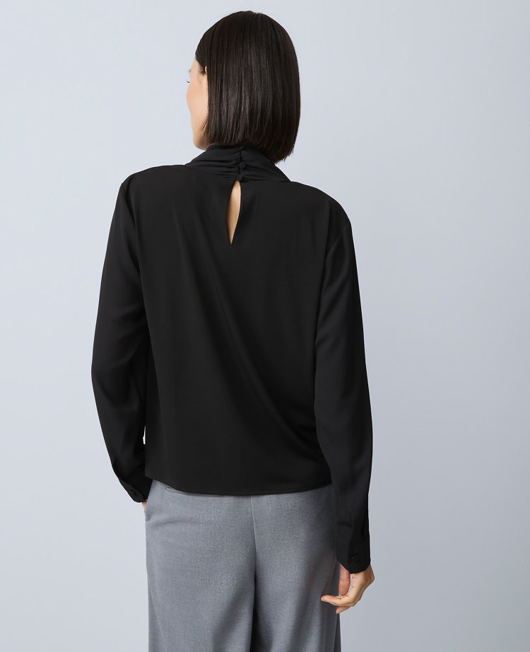 Mixed Media Cowl Neck Blouse