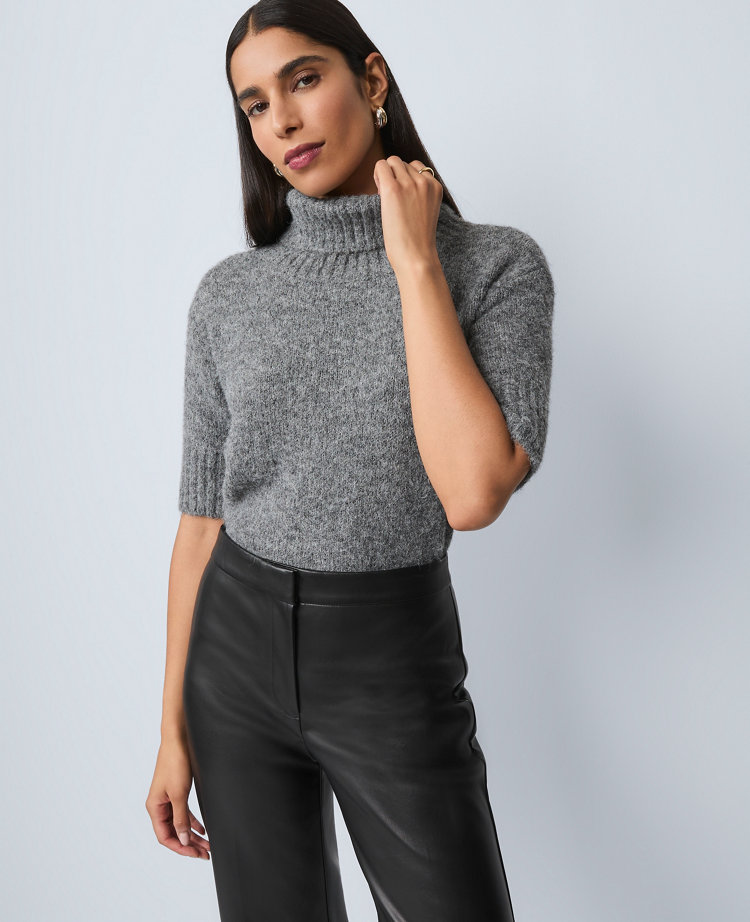 Petite Turtleneck Elbow Sleeve Sweater Tee