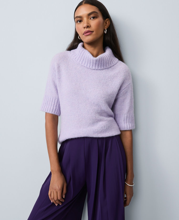 Petite Turtleneck Elbow Sleeve Sweater Tee