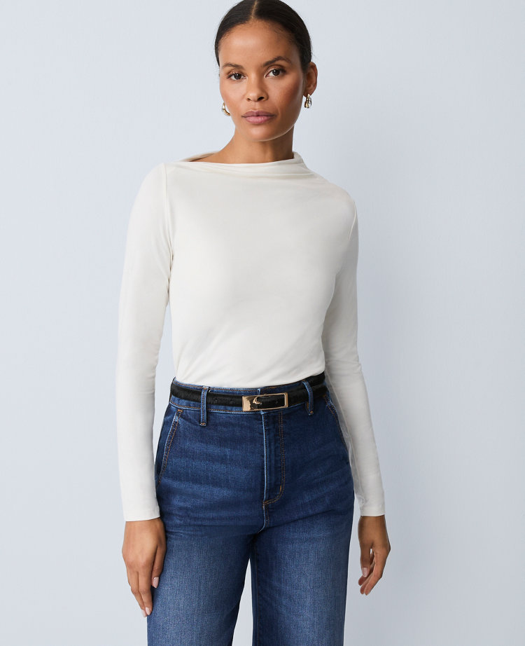 Petite Asymmetric Ruched Top